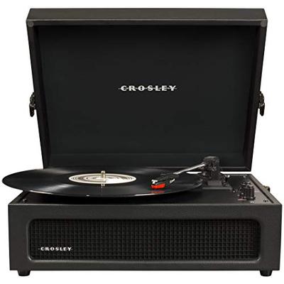 Crosley CR8017A-BK Voyager Vintage Portable Turntable with Bluetooth Receiver and Built-in Speakers,