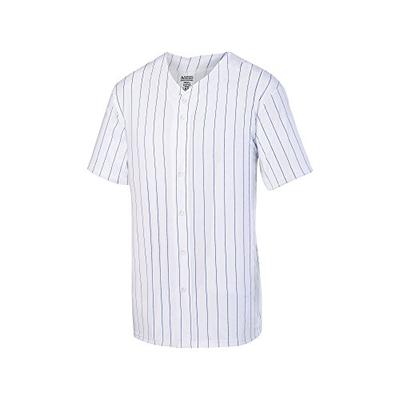 Augusta Sportswear Men's Pinstripe Full Button Baseball Jersey 2XL White/Royal