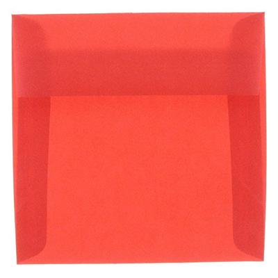 JAM PAPER 8 1/2 x 8 1/2 Square Translucent Vellum Invitation Envelopes - Primary Red - Bulk 250/Box