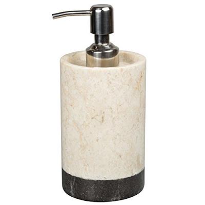 Creative Home Natural Champagne Marble 2-Tone Banded Liquid Soap, Lotion Dispenser