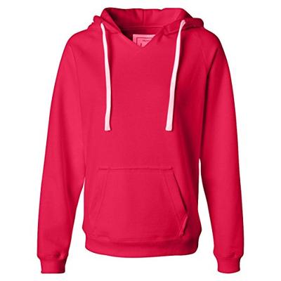 J. America womens Sydney Brushed V-Neck Hood(JA8836)-WILDBERRY-XL