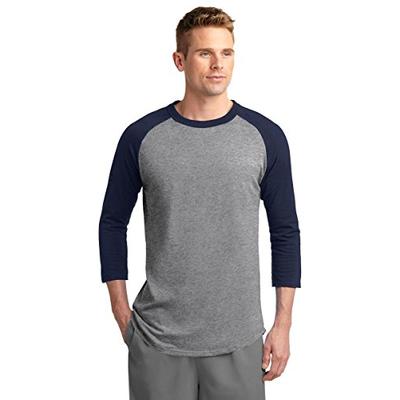 Sport-Tek Men's Colorblock Raglan Jersey 6XL Heather Grey/Navy