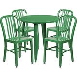 Flash Furniture 30'' Round Green Metal Indoor-Outdoor Table Set with 4 Vertical Slat Back Chairs screenshot. Patio Furniture directory of Outdoor Furniture.