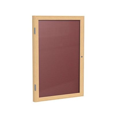 Ghent 2" x 1 1/2" 1 Door Enclosed Flannel Letter Board, Burgundy Letter Panel, Oak Finish (PW121 1/2