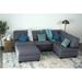 Gray/Blue Reclining Sectional - Latitude Run® Anke 72" Wide Reversible Modular Corner Sectional w/ Ottoman Revolution Performance Fabrics®/Other Performance Fabrics | Wayfair