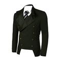 JINIDU Men's Casual Double-Breasted Suit Coat Jacket Business Blazers Green