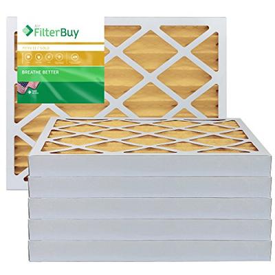 FilterBuy 8x20x2 MERV 11 Pleated AC Furnace Air Filter, (Pack of 6 Filters), 8x20x2 - Gold