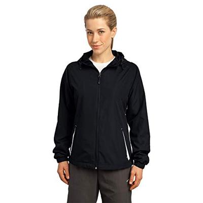Sport-Tek Women's Colorblock Hooded Raglan Jacket M Black/White