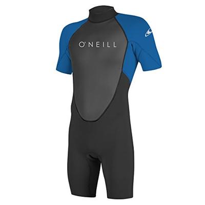 O'Neill Men's Reactor-2 2mm Back Zip Short Sleeve Spring Wetsuit, Black/Ocean, Large