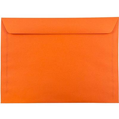 JAM PAPER 9 x 12 Booklet Colored Envelopes - Orange Recycled - Bulk 250/Box