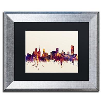 Buffalo New York Skyline by Michael Tompsett, Black Matte, Silver Frame 11x14-Inch