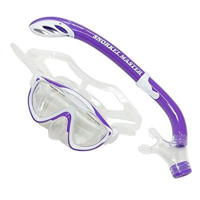Snorkel Master Kids Snorkeling Mask & Semi Dry Snorkel Combo, Purple/White