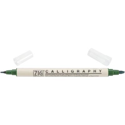 Zig Memory System Calligraphy Dual Tip Marker, Pure Green, Set of 6