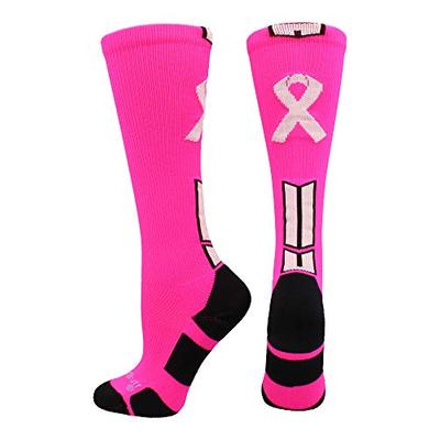 MadSportsStuff Triumph Pink Ribbon Awareness OTC Socks (Neon Pink/Pale Pink, Medium)