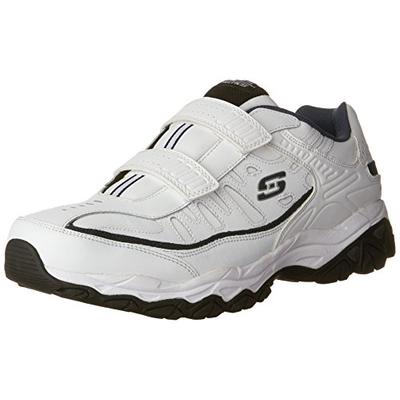 Skechers Men's AFTER BURN M.FIT- FI Strike Memory Foam Velcro Sneaker, White/Navy, 13 M US