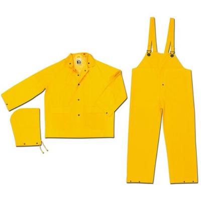 MCR Safety 2003X3 Classic PVC/Polyester 3-Piece Rainsuit with Attached Hood, Yellow, 3X-Large