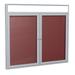 Ghent 4" x 5" 2-Door Satin Alum Frame w/Headliner Enclosed Flannel Letter Board, Burgundy