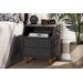 Baxton Studio Claverie Mid-Century Modern Charcoal Fabric Upholstered 2-Drawer Wood Nightstand- BBT3157-Dark Grey-NS