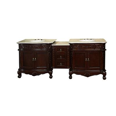 Bellaterra Home 202016A-D-WH 82.7-Inch Double Sink Vanity, White Marble, Walnut