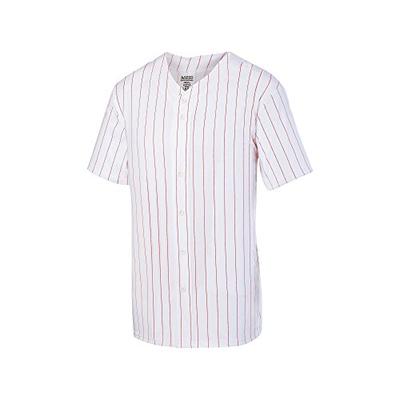Augusta Sportswear Men's Pinstripe Full Button Baseball Jersey M White/Red