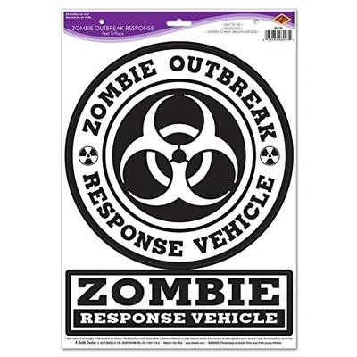 Beistle Zombie Outbreak Response Peel 'N Place, 12" x 17", Black/White