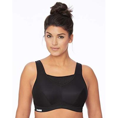 Glamorise Women's Elite Performance No-Bounce Cami Wirefree Sports Bra #1067, Black, 46DD