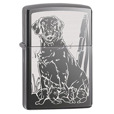 Zippo Custom Lighter: Hunting Dog with Ducks - Black Ice 78807