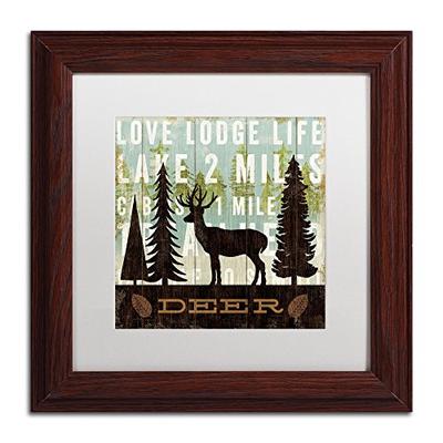 Simple Living Deer Artwork by Michael Mullan Wood Frame, 11 by 11-Inch, White Matte