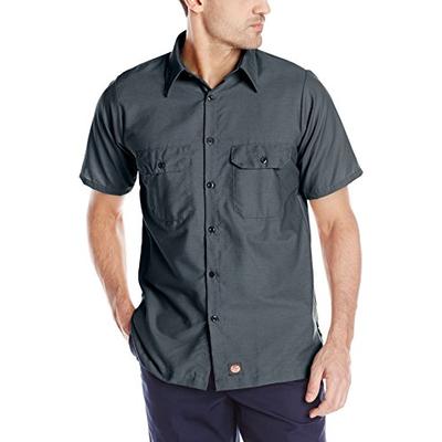 Red Kap Men's Solid Rip Stop Shirt, Charcoal, Short Sleeve 3X-Large