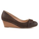 Brinley Co. Womens Gael Faux Suede Buckle Detail Comfort-Sole Wedges Brown, 12 Regular US screenshot. Shoes directory of Clothing & Accessories.