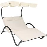 Sunnydaze Outdoor Double Chaise Lounge with Canopy Shade and Headrest Pillows, Portable Patio Sun Lo screenshot. Patio Furniture directory of Outdoor Furniture.