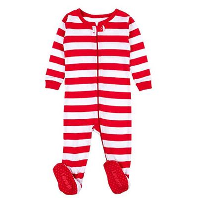 Leveret Kids Red & White Striped Baby Boys Girls Footed Pajamas Sleeper Christmas Pjs 100% Cotton (S