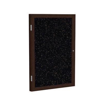 1 Door Enclosed Bulletin Board Frame Finish: Walnut, Surface Color: Tan Speckled, Size: 2' H x 1'6"