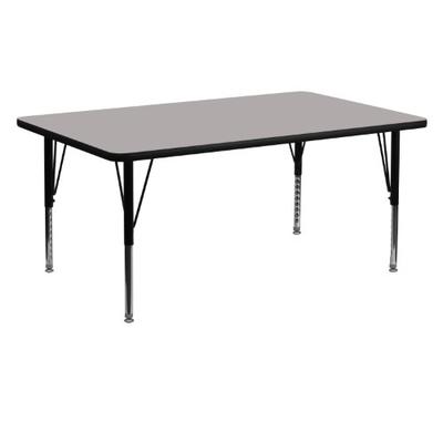 Flash Furniture 24''W x 60''L Rectangular Grey HP Laminate Activity Table - Height Adjustable Short