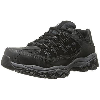 Skechers For Casual Steel Toe Work Sneaker, Black/Charcoal, 14 M US
