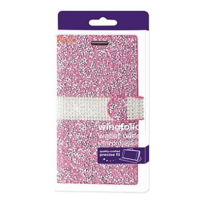 Reiko Jewelry Rhinestone Wallet Case for Samsung Galaxy J7 - Carrier Packaging - Pink