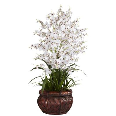 Nearly Natural 1207-WH Dancing Lady Silk Flower Arrangement, White