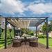 Paragon-Outdoor Florence 11 ft. x 11 ft. Aluminum Pergola in Powder-Coated Finish w/ adjustable canopy in Gray | 93 H x 199 W x 138 D in | Wayfair