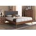 Baxton Studio Ines Mid-Century Modern Dark Grey Fabric Walnut Brown Finished Wood Full Size Platform Bed - Ines-Dark Grey/Ash Walnut-Full