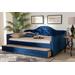 Baxton Studio Perry Modern Royal Blue Velvet Fabric & Button Tufted Queen Size Daybed w/ Trundle - CF8940-Navy Blue-Daybed-Q/T