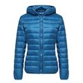 Wantdo Women's Down Jackets Packable Lightweight Hooded Puffer Coat Windproof Mountain Insulated Jacket Hooded Slim Fit Short Outerwear Jacket Acid Blue S