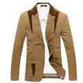 Goorape Men's Casual Suit Jacket Corduroy Collar 2 Buttons Blazer Jacket Khaki L