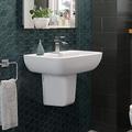 Affine Bathroom Basin Sink Single Tap Hole Semi Pedestal Wall Hung Modern White Curved