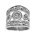 81stgeneration Women's 999 Fine Silver Karen Hill Tribe Tribal Etched Spiral Print Adjustable Ring