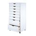 6 Plus 2 Drawer Wide Solid Wood Roll Cart White - Adeptus 76182