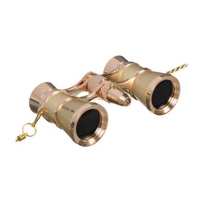 LaScala Optics 3x25 Carmen Opera Glasses with Red LED Flashlight (Titanium / Gold) LSC07FL