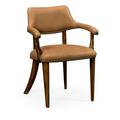 Windsor Dining Chair Wood/Upholstered/Genuine Leather in Brown Jonathan Charles Fine Furniture | 32.75 H x 24.75 W x 22.25 D in | Wayfair