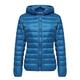 Wantdo Women's Down Jackets Packable Lightweight Hooded Puffer Coat Windproof Mountain Insulated Jacket Hooded Slim Fit Short Outerwear Jacket Acid Blue XL