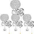 ALLOMN Modern Style Wall Lamp, Crystal Pendant Wall Lamp Bedroom Aisle Living Room Wall Lamp Holder E14 Socket (Bulb Not Included) (with Pull Switch, 4 Pack)