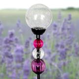 Exhart Solar Crackle Glass Ball Garden Stake w/ Six LED lights & Bead Details, 4 by 30 Inches Glass/Metal | 29.75 H x 3.54 W x 3.54 D in | Wayfair